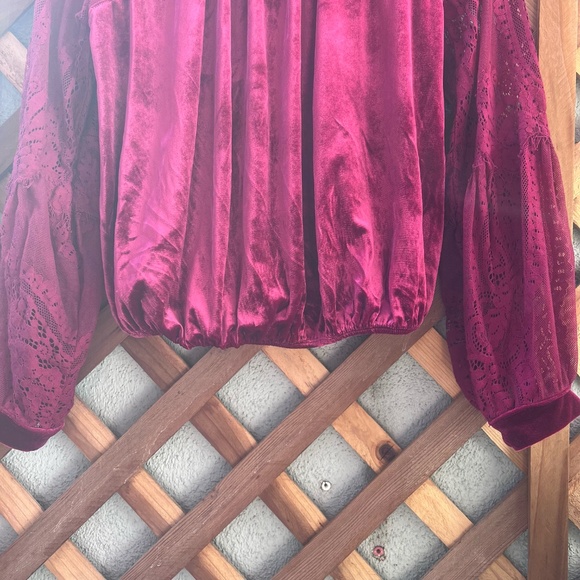 Free People Lace Velvet Boho Top - Picture 10 of 12